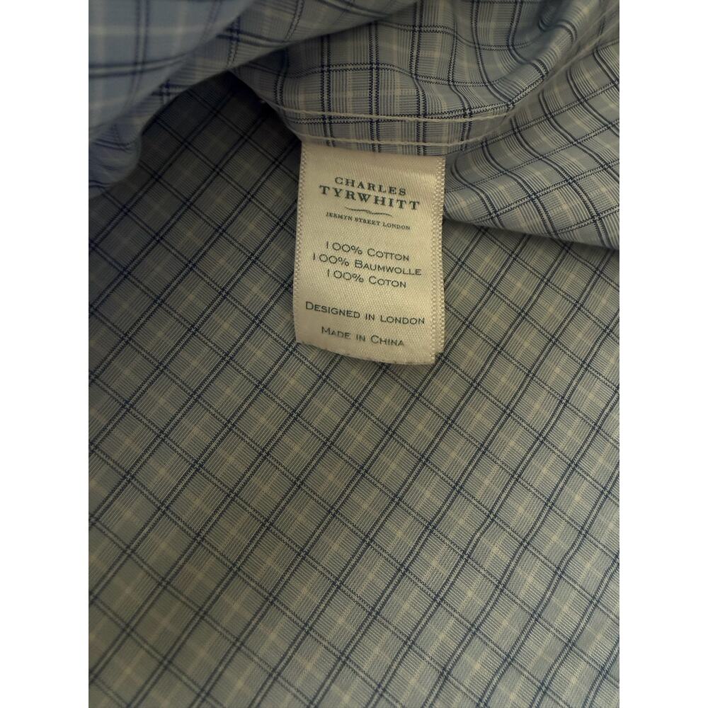 Charles Tyrwhitt Men’s 16.5 / 38 Slim Fit Shirt – Light Blue Check 100% Cotton - Picture 8 of 8